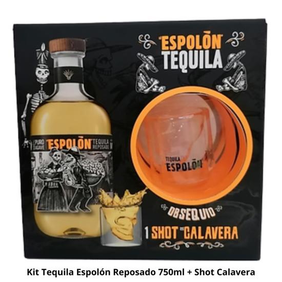 Kit Tequila Espolón Reposado 750ml + Shot Calavera